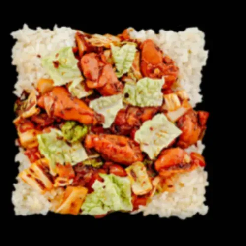 Orez gătit la aburi cu pui ca la General Tso. HOT